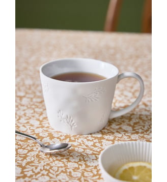 Tasse feuillage en céramique par lot de 4 - Cyrillus - Blanc pur