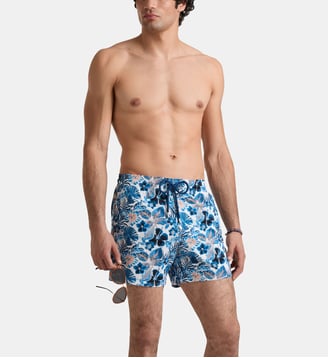 Maillot de bain court stretch Island Flowers - Vilebrequin - Blanc
