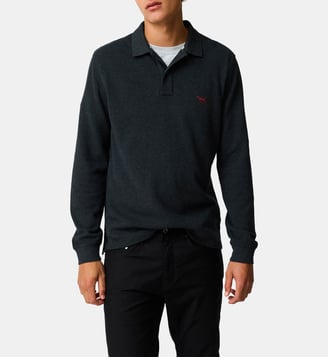 Polo uni slim en coton à manches longues The Gunn - Rodd & Gunn - Graphite
