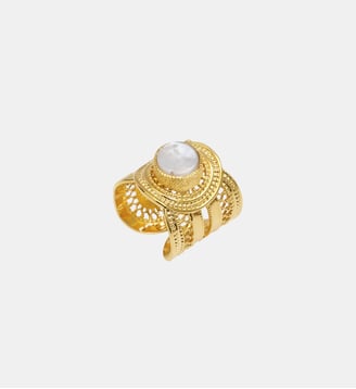 Bague medium ajustable   - Noor - Satellite - Nacre blanc