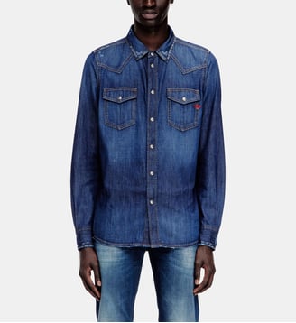 Chemise en denim avec poches plaquées - Diesel - Bleu