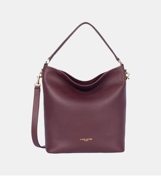 Grand sac seau Dune en cuir - Lancaster - Bordeaux foncé