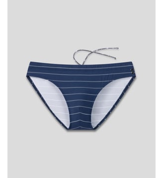 Slip de bain Slim à fines rayures - Ron Dorff - Bleu marine