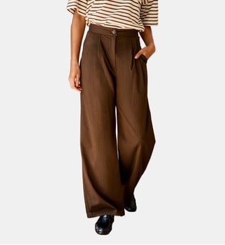 Pantalon droite uni PAOLINE - La Petite Etoile - Marron et écru