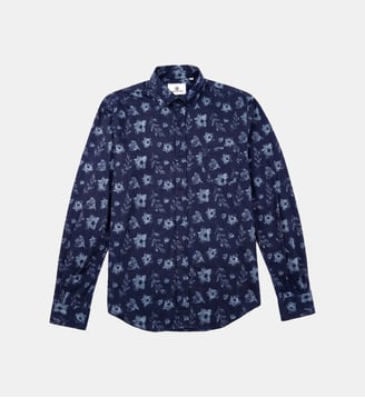 Chemise à manches longues en coton avec poche poitrine - Serge Blanco - Bleu