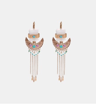 Boucles d'oreilles pendantes perles et chaînes LOMBOK - Hipanema - Blanc
