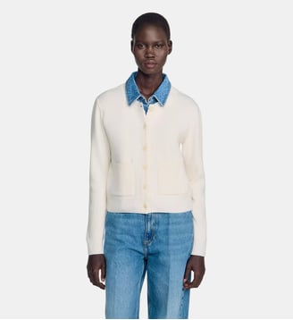 Cardigan effet 2 en 1 - Sandro - Écru