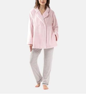 Veste en peluche flanelle ESSENTIEL H77A - Lingerie Le Chat - Rose