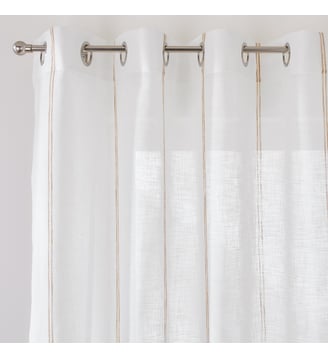 Voilage motifs rayures, à oeillets - La Redoute Interieurs - Blanc et caramel