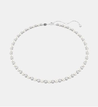 Collier Tennis Matrix, Perle de cristal, Métal rhodié - Swarovski - White