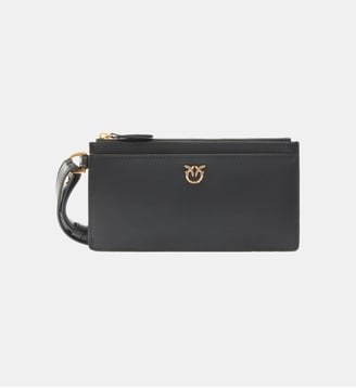 Porte-cartes rectangulaire en cuir avec dragonne - Pinko - Noir
