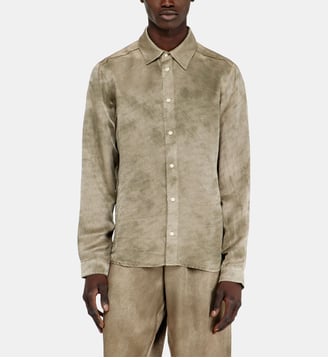 Chemise en satin froissé jacquard logo - Diesel - Marron clair
