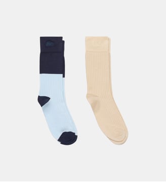 Lot de 2 paires de chaussettes - Lacoste - Beige, gris foncé et gris