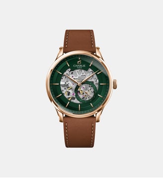 Montre automatique Initial Vert ISQ - 40 - 020 - Charlie Paris - Doré rose