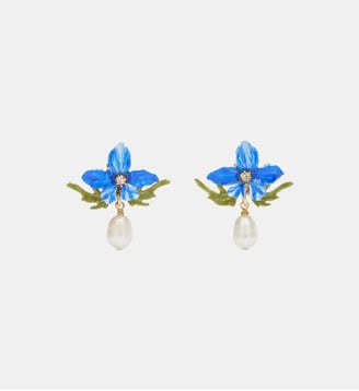Boucles d'oreilles violette et perle baroque - Les Néréides - Bleu