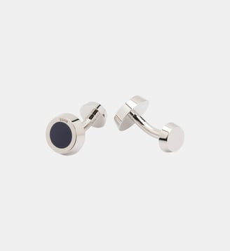 Boutons de manchette ronds avec insert en émail - BOSS - Bleu et argenté