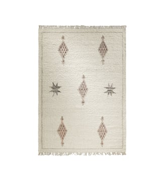 Tapis de sol FADI  Tissage ethnique laine coton - Madura - Ivoire et gris