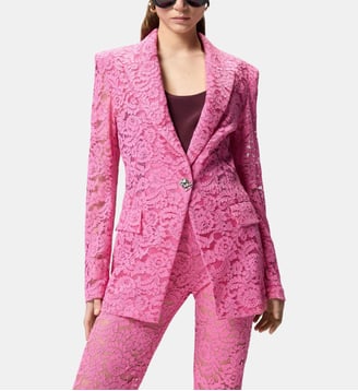 Blazer en dentelle à boutons bijoux - Pinko - Rose