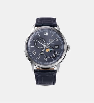 Montre automatique Sun & moon Bleu foncé RAAK0806L30B - Orient - Argenté