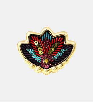 Broche   - Angèle - Satellite - Orange et violet