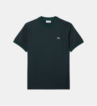 T-shirt jacquard monogramme - Lacoste - Vert foncé et vert
