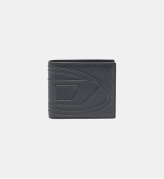 Portefeuille à deux volets en cuir grainé - Diesel - Noir