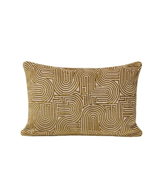 Housse De Coussin  Chenille au motif graphique - Madura - Écru et moutarde
