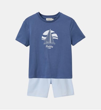 Pyja-short  - Coton biologique - Cyrillus - Bleu