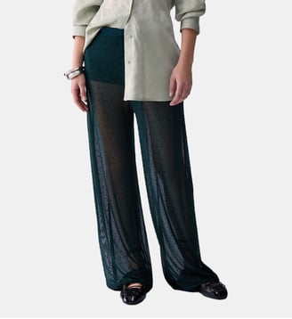 Pantalon en tulle avec broderies bijoux - Liu Jo - Vert foncé