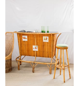 Bar en rotin noir Quentin N°32- Produit chiné - Debongout - Beige