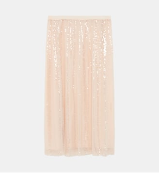 Jupe longue à sequins - NOLIE - Pablo - Nude