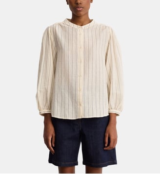Chemise en coton fin à rayures et lurex - CHARIS - Pablo - Naturel