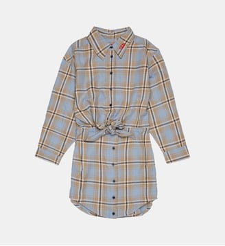 Robe chemisier à carreaux avec logo - Diesel Kids - Bleu poussiéreux