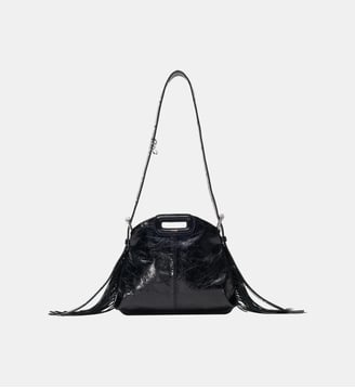 Sac Miss M mini en cuir craquelé - Maje - Noir