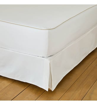 Protège matelas coton imperméable - passepoil beige - Drouault - Blanc