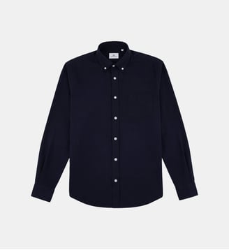 Chemise manches longues en coton avec poche poitrine - Serge Blanco - Bleu foncé