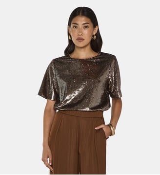 T-Shirt À Manches Courtes En Sequins Tara - Maison 123 - Cuivre