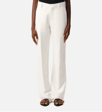 Pantalon Droit Taille Basse en Lin Mélangé - AMI Paris - Blanc crème