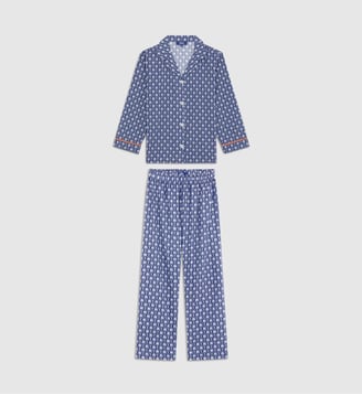 Pyjama chemise pantalon en coton - Beau Rivage - Gili's - Navy