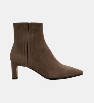 Elena - Bottines En Cuir Chèvre Velours Taupe - Parallèle - Taupe