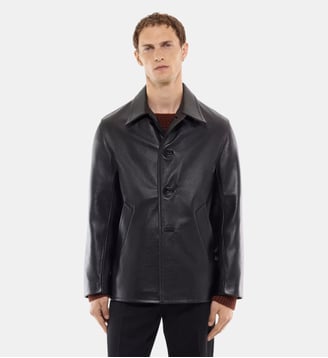 Blouson boutonné en cuir - Fursac - Noir