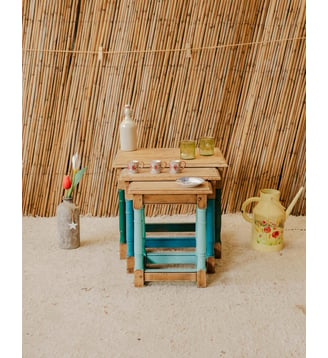 Tables gigognes en bois Barbara N°215- Produit chiné - Debongout - Bois clair