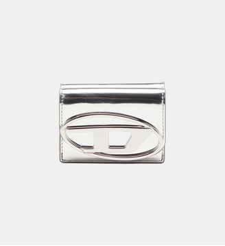 Portefeuille à trois volets en cuir effet miroir - Diesel - Gris argente