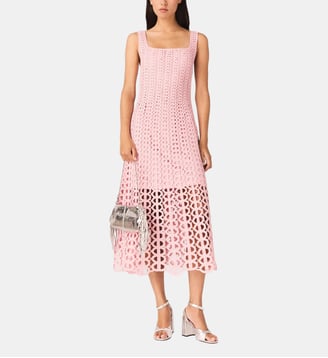 Robe midi en crochet strassé - Maje - Rose