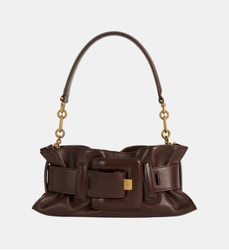 Sac ANTHEM Mini en cuir lisse - Balmain - Marron foncé