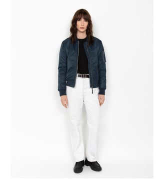 Bomber MA-1 en nylon recyclé, coupe ajustée - Schott - Bleu marine