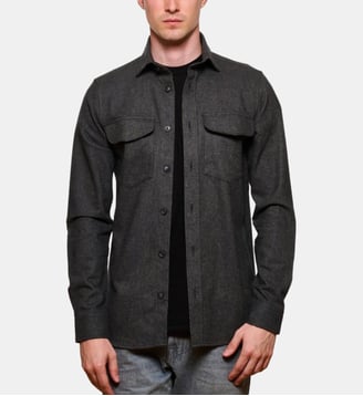 Surchemise uni anthracite coupe droite - Atelier Privé - Gris anthracite