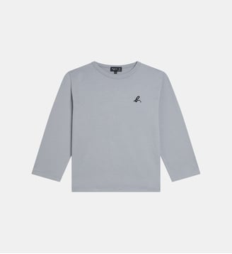 t-shirt en coton b. manches 3/4 - Agnès b. - Gris falaise