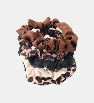 Set x5 chouchous cheveux imprimé léopard - Balaboosté - Marron