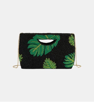 Sac pochette brodé de perles LETI - Wild - Noir